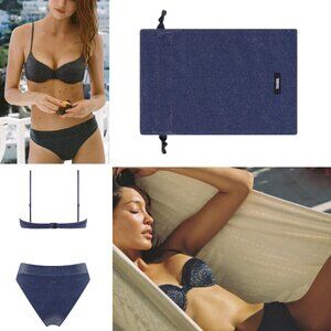 NWT TRIANGL Macia Riverside Sparkle Bikini Set w/ Matching Bag in Midnight Blue